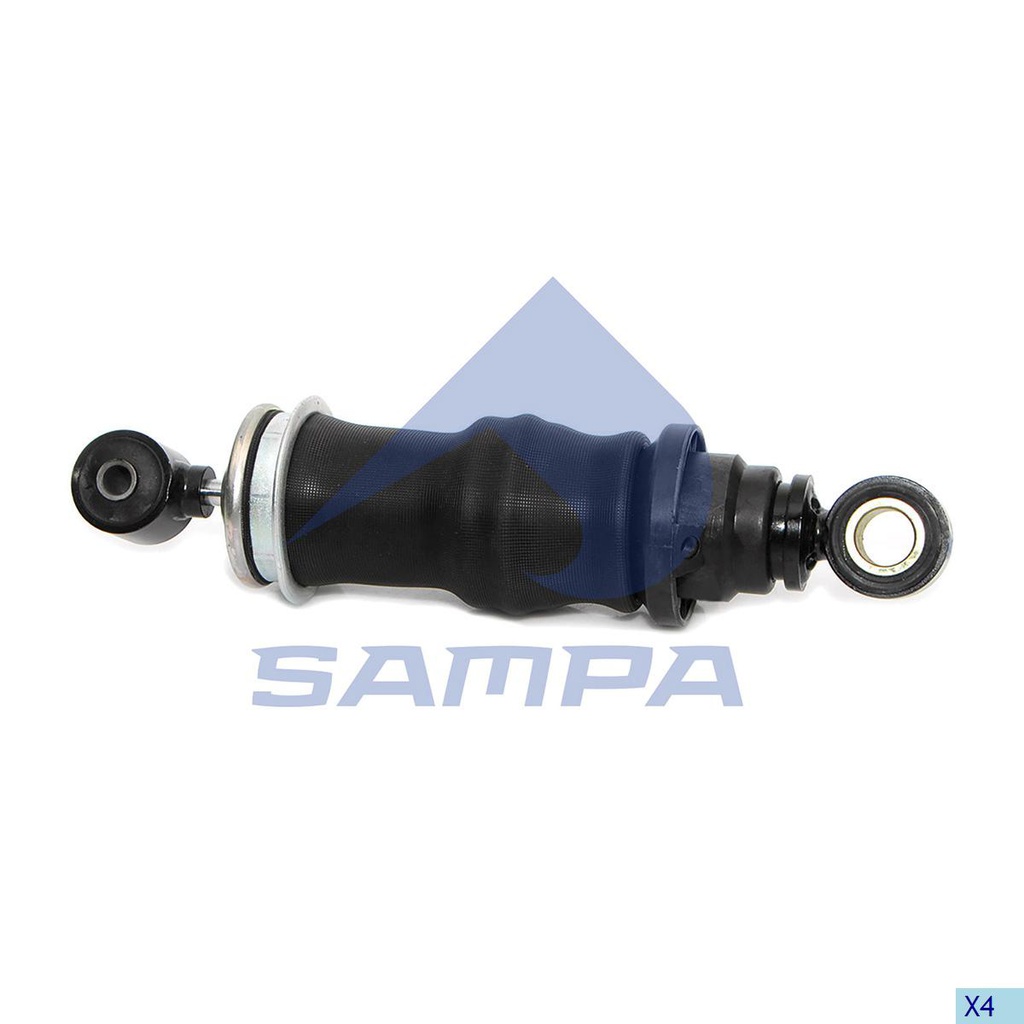 Cabin shock absorber, with air bellow